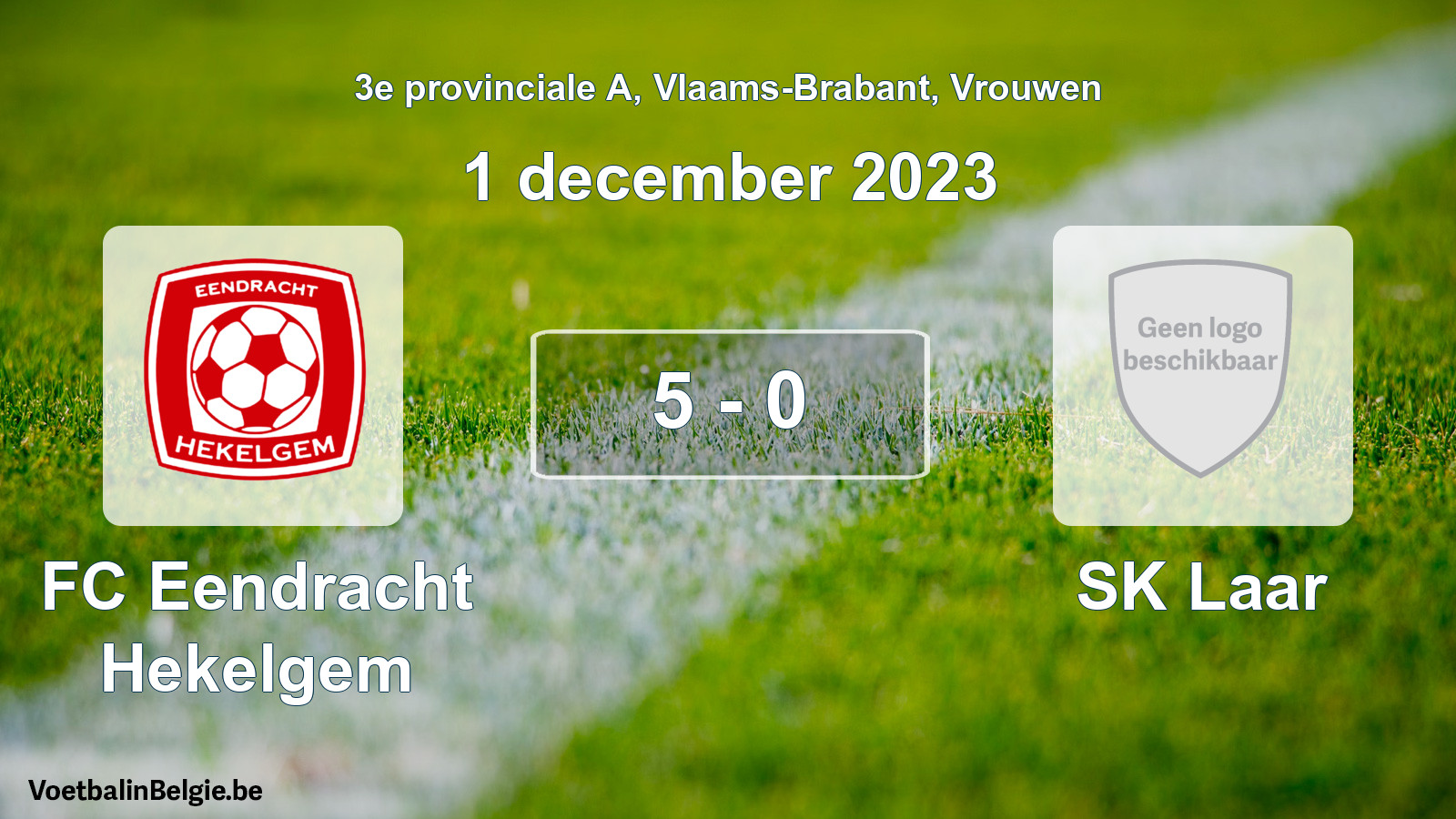 Gespeelde wedstrijd vrouwenvoetbal: FC Eendracht Hekelgem - SK Laar 5 - 0 (1 december 2023)