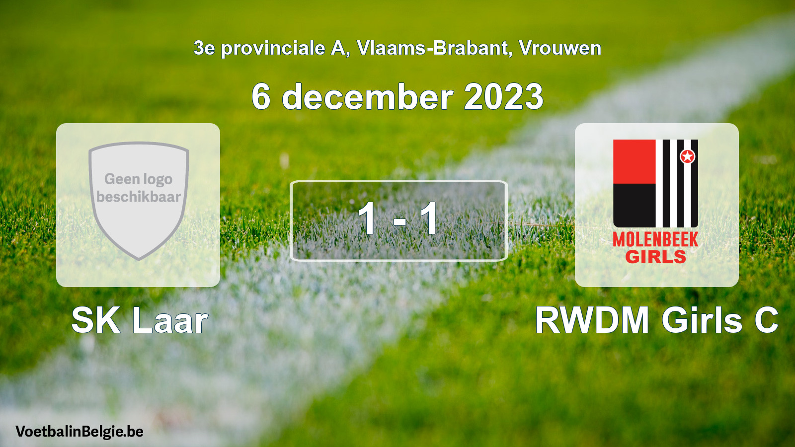 Gespeelde wedstrijd vrouwenvoetbal: SK Laar - RWDM Girls C 1 - 1 (6 december 2023)
