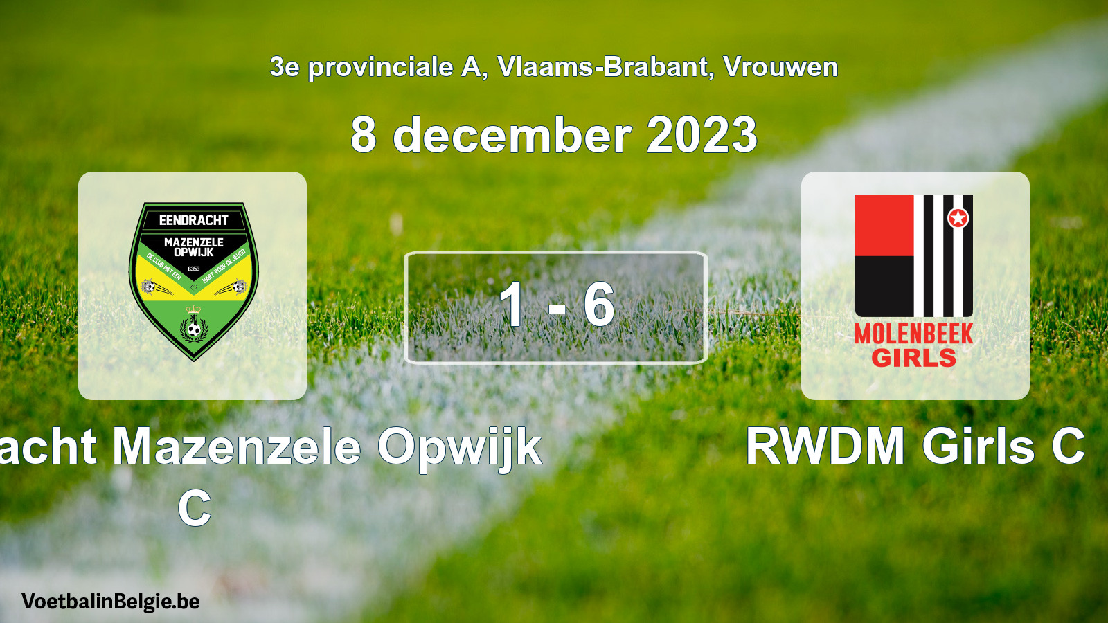 Gespeelde wedstrijd vrouwenvoetbal: Eendracht Mazenzele Opwijk C - RWDM Girls C 1 - 6 (8 december 2023)