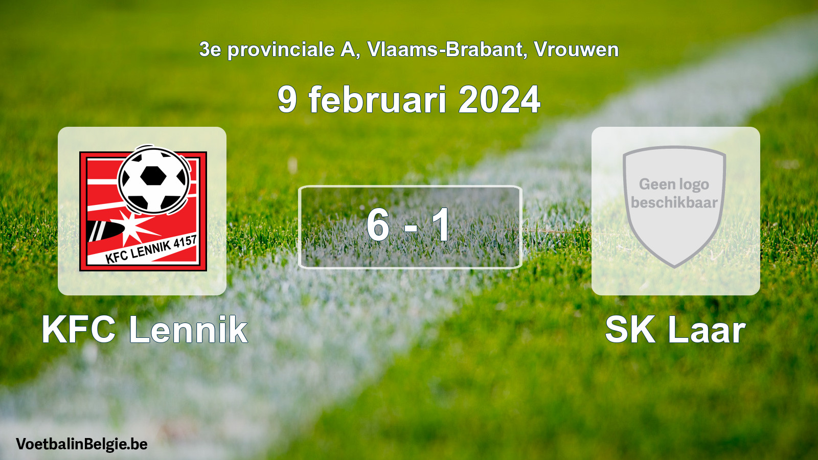 Gespeelde wedstrijd vrouwenvoetbal: KFC Lennik - SK Laar 6 - 1 (9 februari 2024)