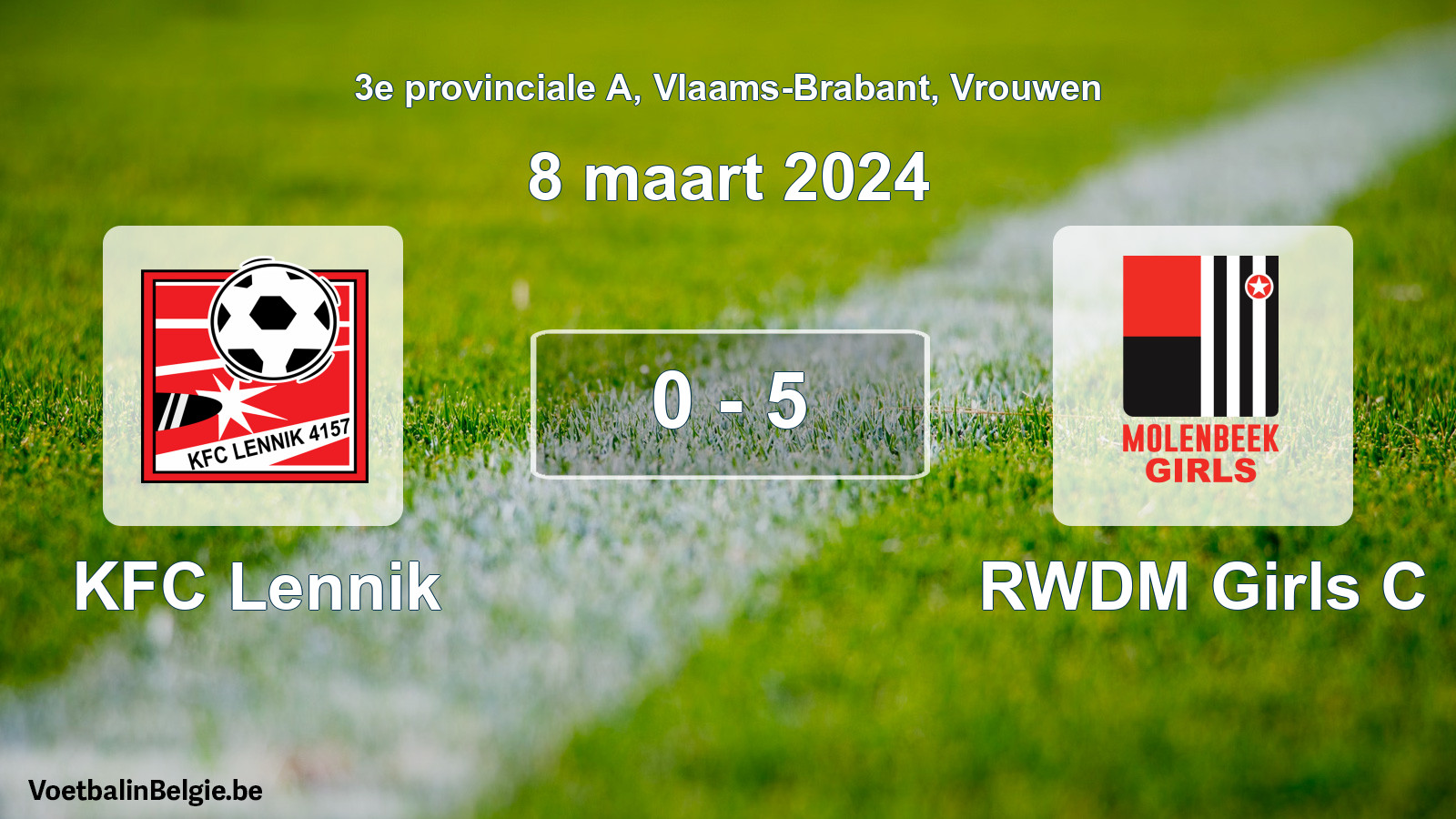 Gespeelde wedstrijd vrouwenvoetbal: KFC Lennik - RWDM Girls C 0 - 5 (8 maart 2024)