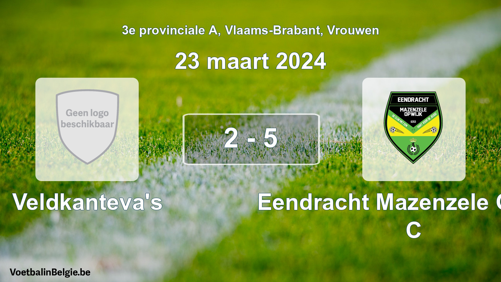 Gespeelde wedstrijd vrouwenvoetbal: Veldkanteva's - Eendracht Mazenzele Opwijk C 2 - 5 (23 maart 2024)