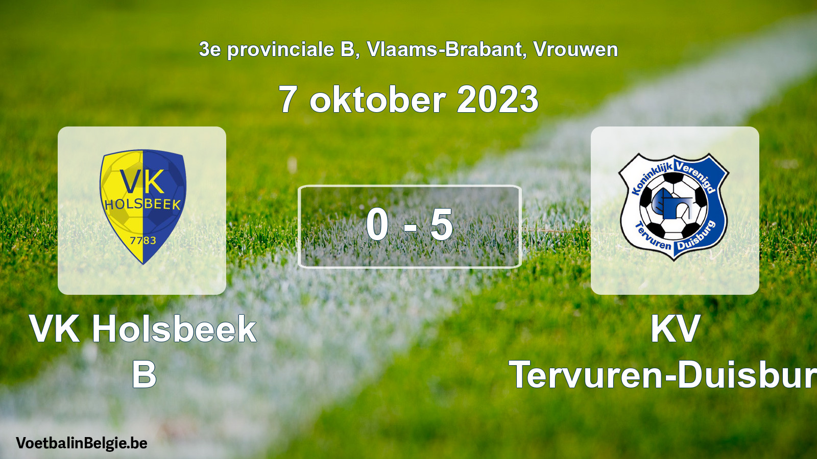 Gespeelde wedstrijd vrouwenvoetbal: VK Holsbeek B - KV Tervuren-Duisburg 0 - 5 (7 oktober 2023)