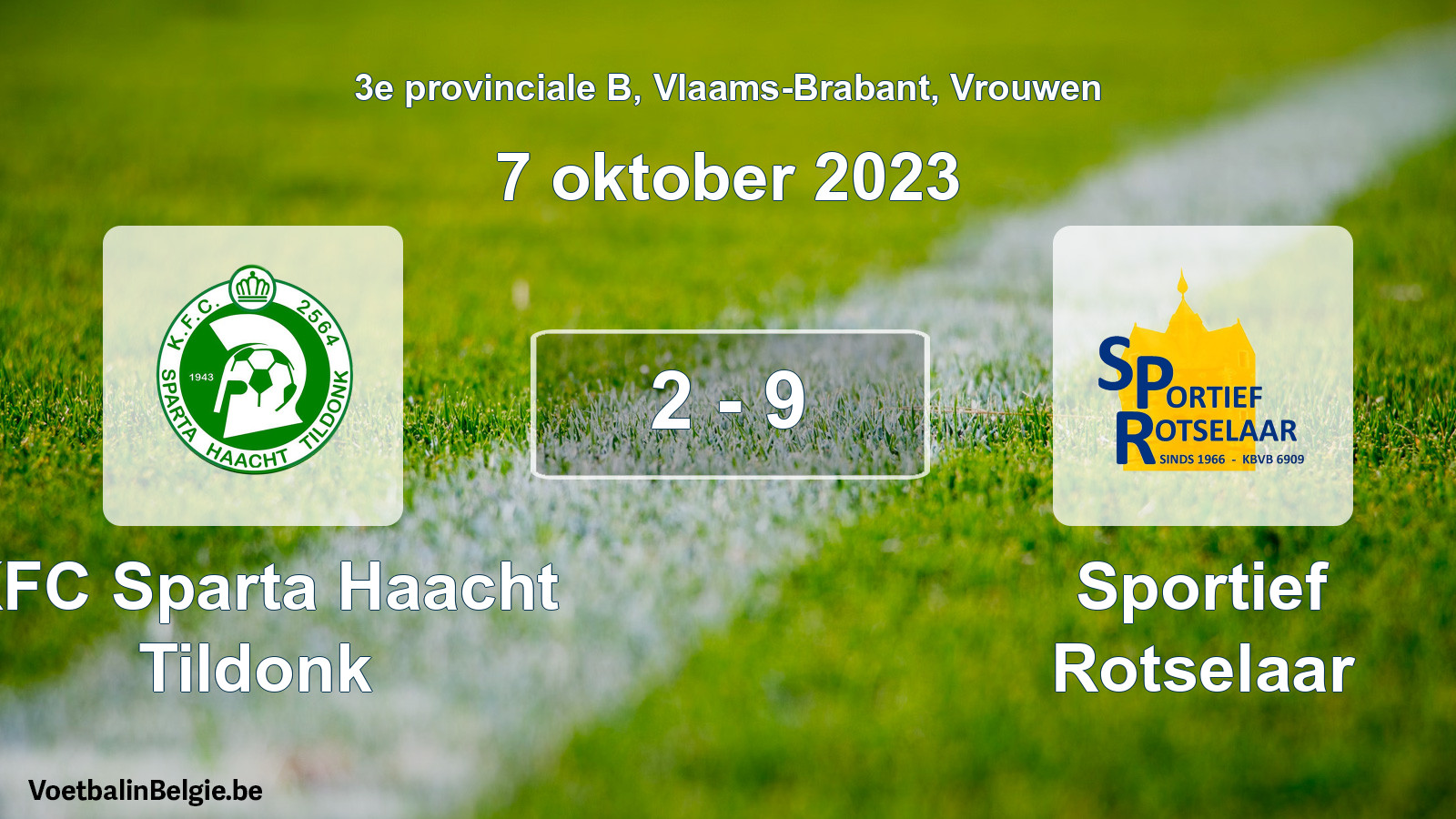 Gespeelde wedstrijd vrouwenvoetbal: KFC Sparta Haacht Tildonk - Sportief Rotselaar 2 - 9 (7 oktober 2023)