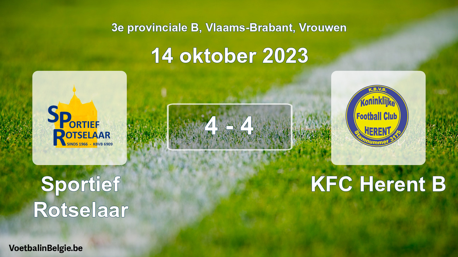 Gespeelde wedstrijd vrouwenvoetbal: Sportief Rotselaar - KFC Herent B 4 - 4 (14 oktober 2023)