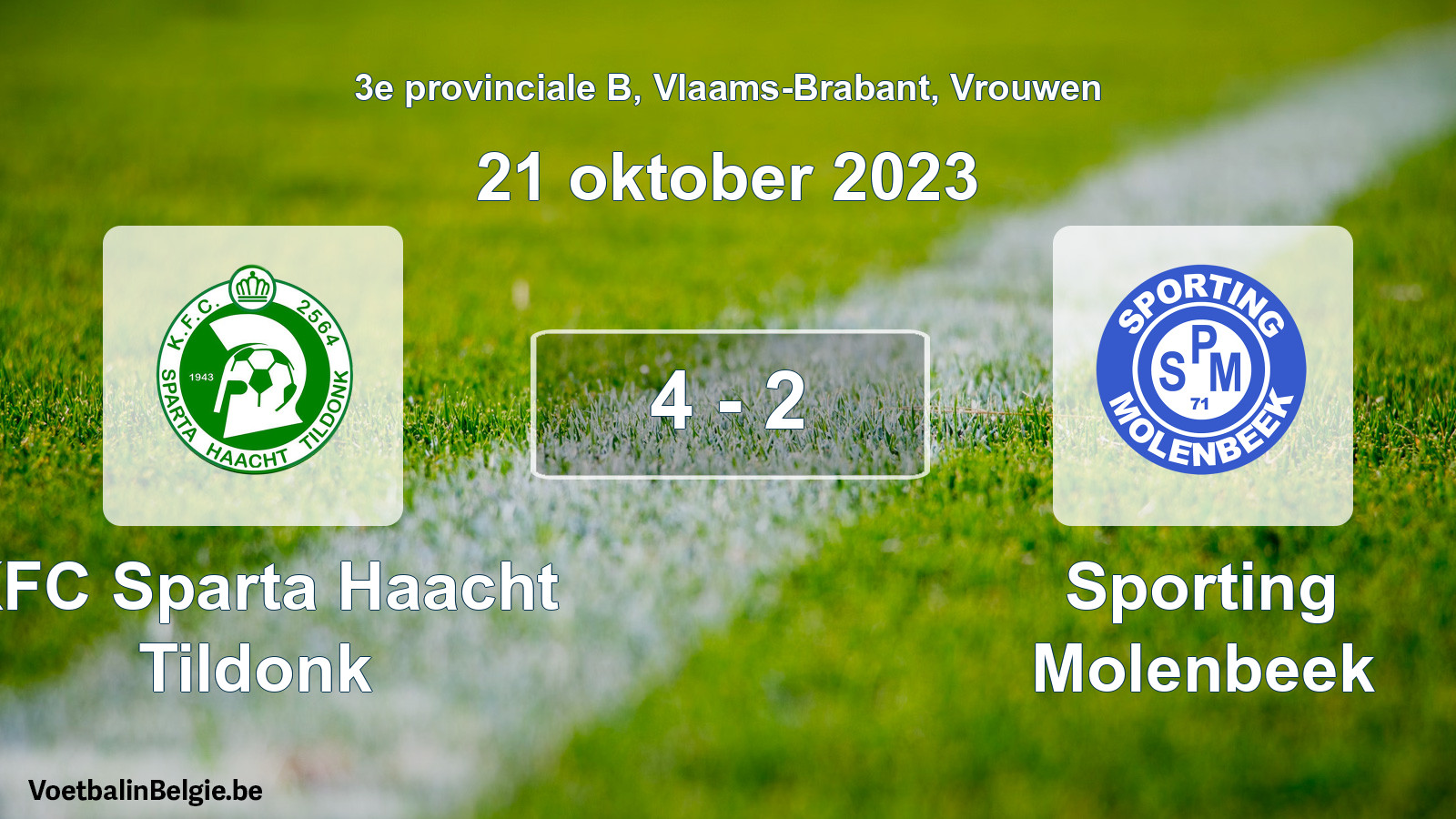 Gespeelde wedstrijd vrouwenvoetbal: KFC Sparta Haacht Tildonk - Sporting Molenbeek 4 - 2 (21 oktober 2023)