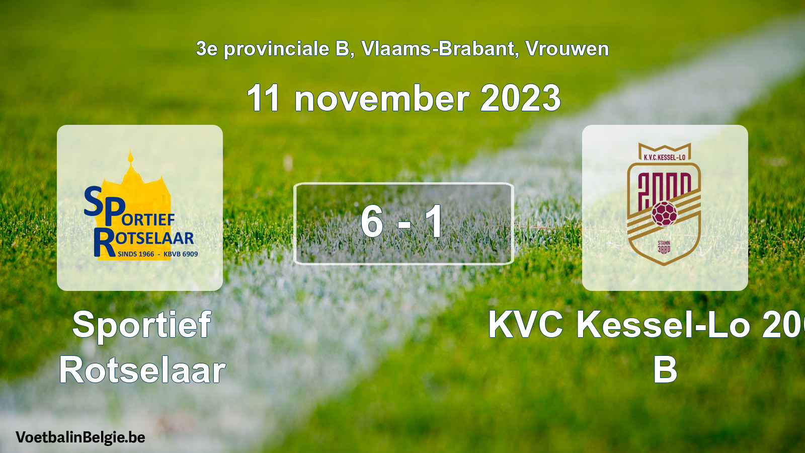 Gespeelde wedstrijd vrouwenvoetbal: Sportief Rotselaar - KVC Kessel-Lo 2000 B 6 - 1 (11 november 2023)