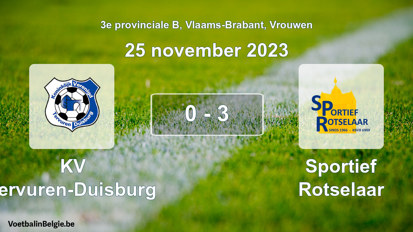 Gespeelde wedstrijd vrouwenvoetbal: KV Tervuren-Duisburg - Sportief Rotselaar 0 - 3 (25 november 2023)