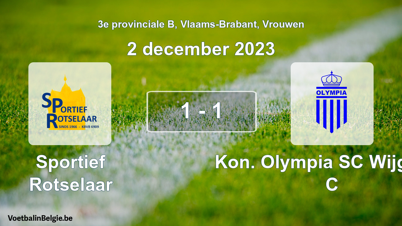 Gespeelde wedstrijd vrouwenvoetbal: Sportief Rotselaar - Kon. Olympia SC Wijgmaal C 1 - 1 (2 december 2023)