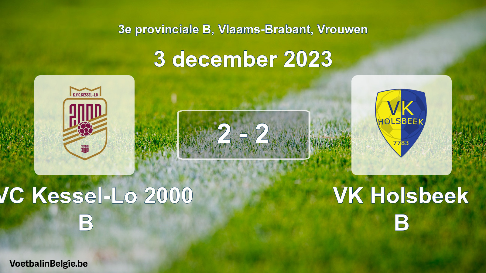 Gespeelde wedstrijd vrouwenvoetbal: KVC Kessel-Lo 2000 B - VK Holsbeek B 2 - 2 (3 december 2023)