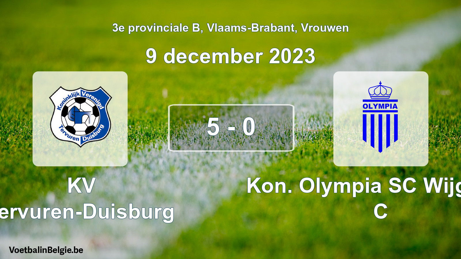 Gespeelde wedstrijd vrouwenvoetbal: KV Tervuren-Duisburg - Kon. Olympia SC Wijgmaal C 5 - 0 (9 december 2023)