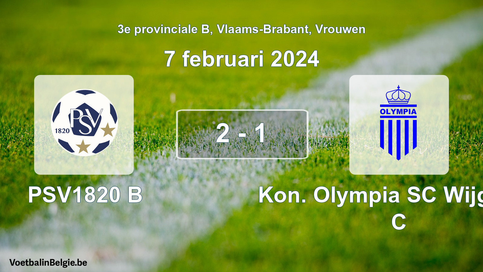Gespeelde wedstrijd vrouwenvoetbal: PSV1820 B - Kon. Olympia SC Wijgmaal C 2 - 1 (7 februari 2024)