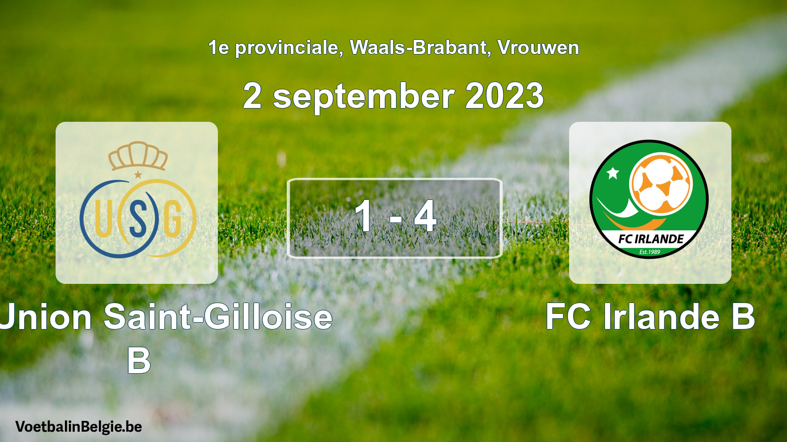 Gespeelde wedstrijd vrouwenvoetbal: R. Union Saint-Gilloise B - FC Irlande B 1 - 4 (2 september 2023)