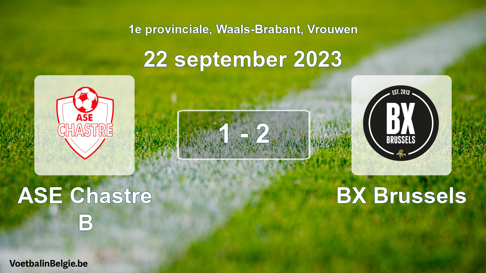 Gespeelde wedstrijd vrouwenvoetbal: ASE Chastre B - BX Brussels 1 - 2 (22 september 2023)