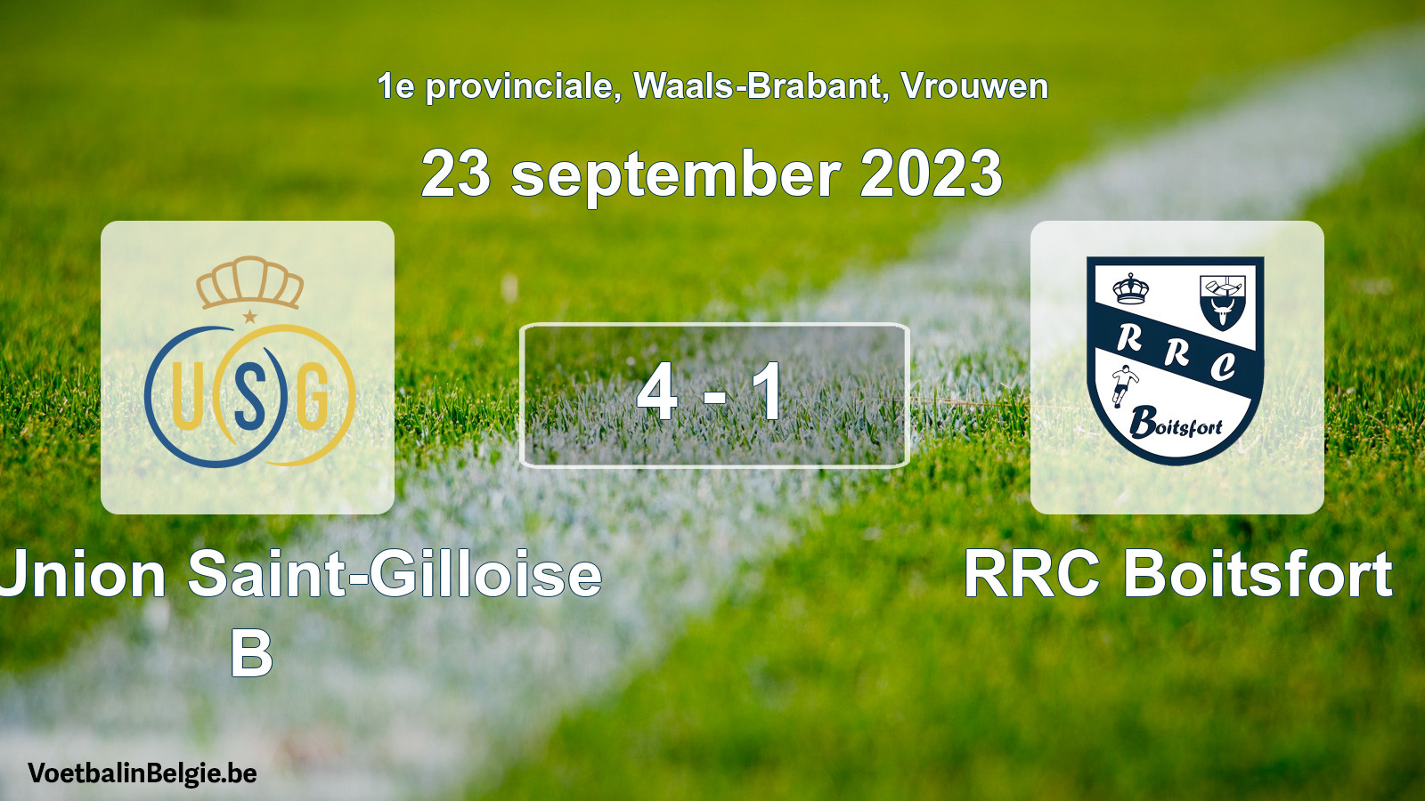Gespeelde wedstrijd vrouwenvoetbal: R. Union Saint-Gilloise B - RRC Boitsfort 4 - 1 (23 september 2023)