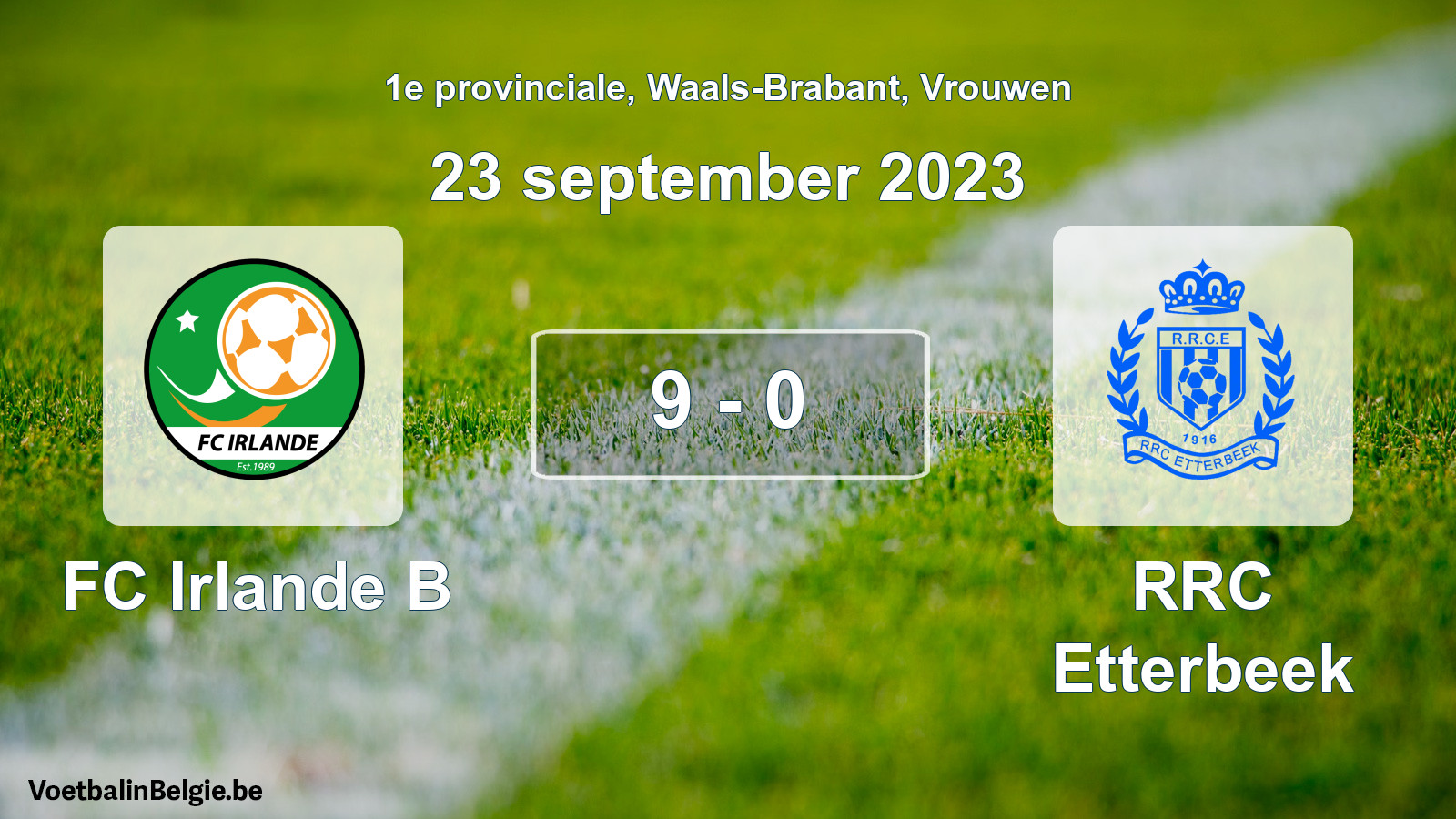 Gespeelde wedstrijd vrouwenvoetbal: FC Irlande B - RRC Etterbeek 9 - 0 (23 september 2023)