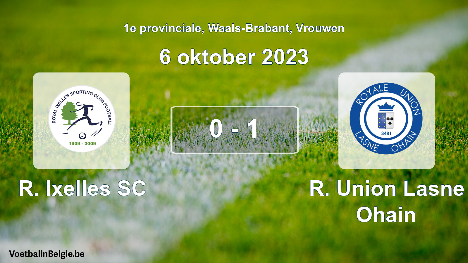 Gespeelde wedstrijd vrouwenvoetbal: R. Ixelles SC - R. Union Lasne Ohain 0 - 1 (6 oktober 2023)