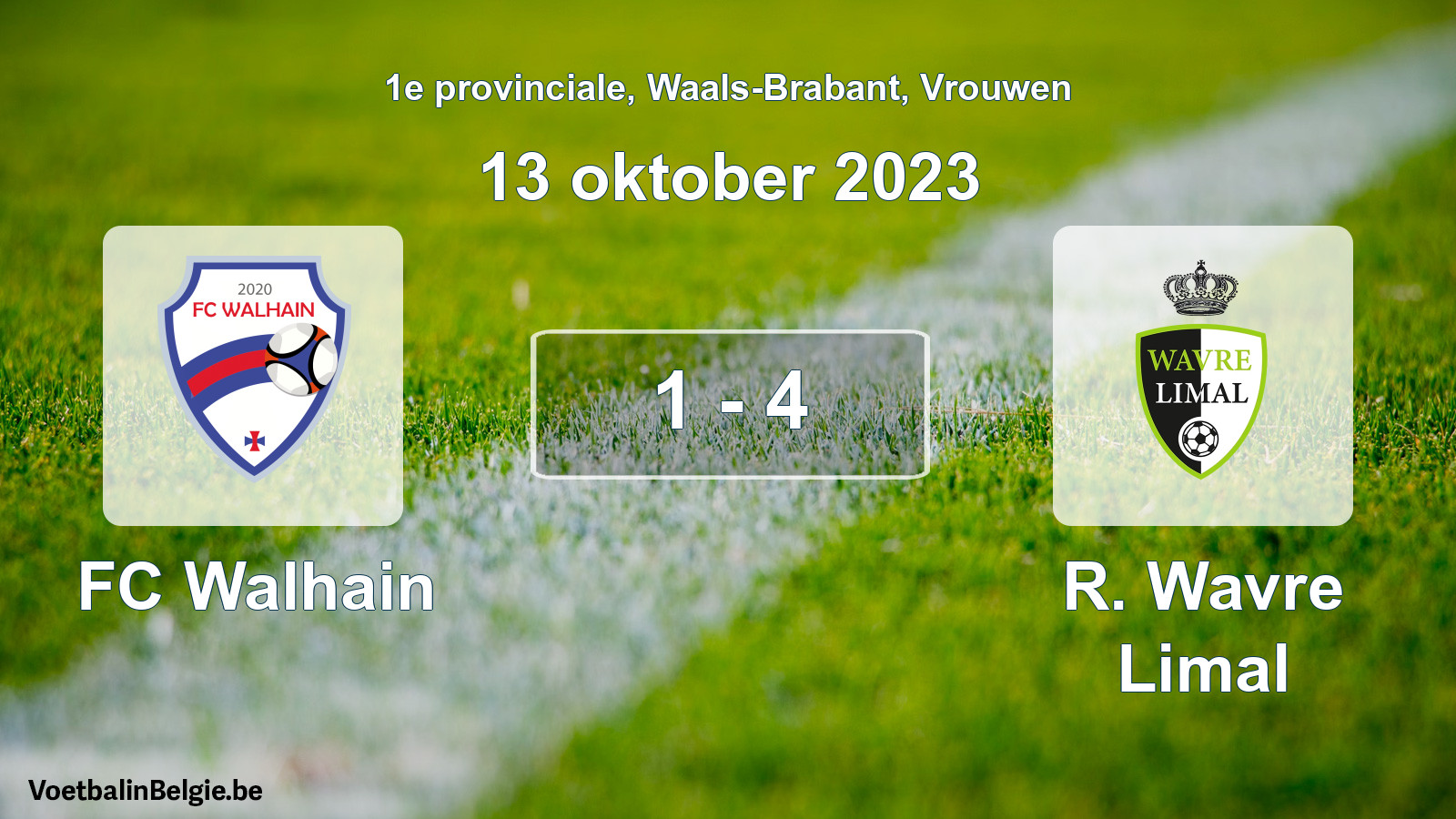Gespeelde wedstrijd vrouwenvoetbal: FC Walhain - R. Wavre Limal 1 - 4 (13 oktober 2023)