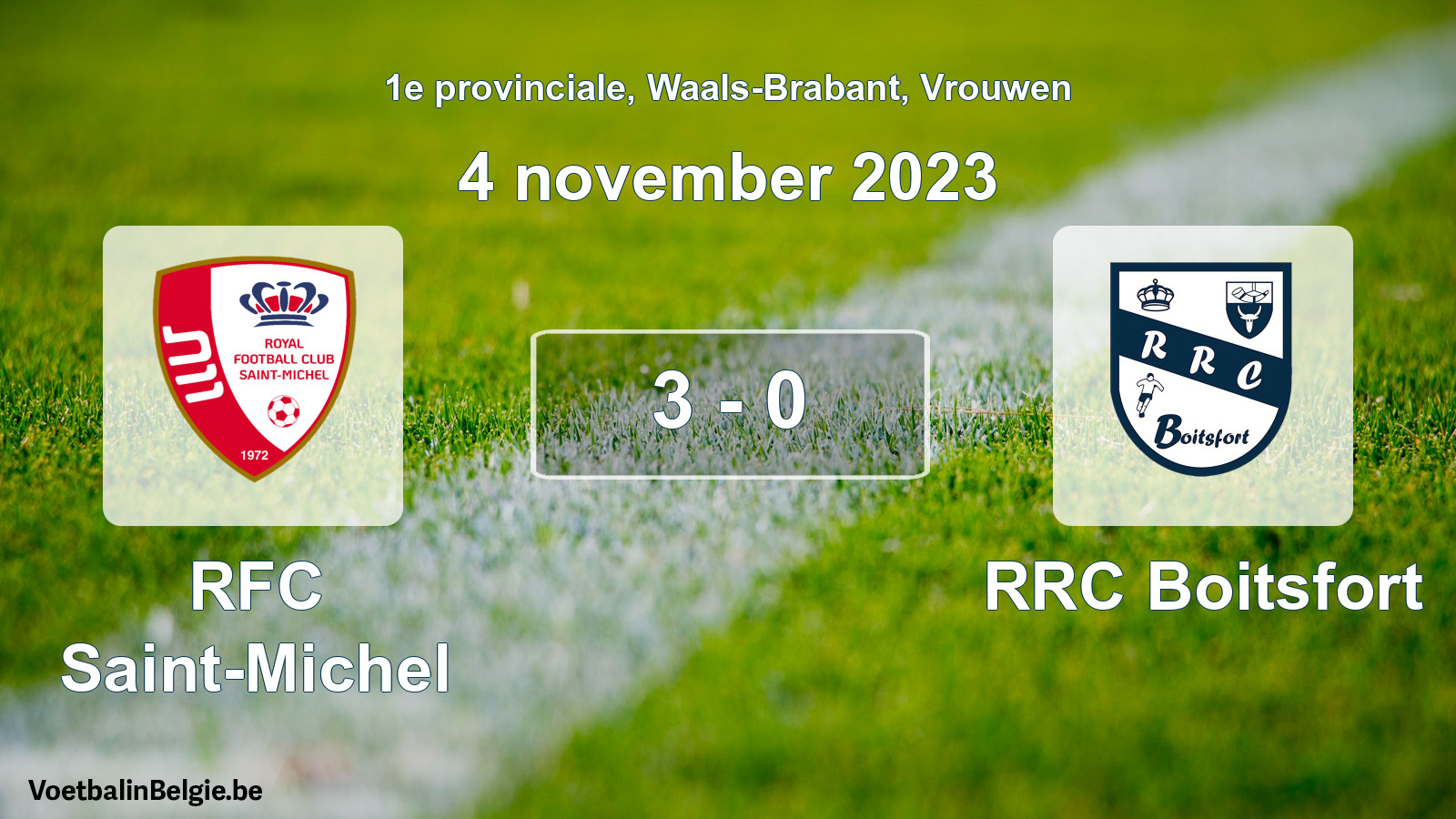 Gespeelde wedstrijd vrouwenvoetbal: RFC Saint-Michel - RRC Boitsfort 3 - 0 (4 november 2023)