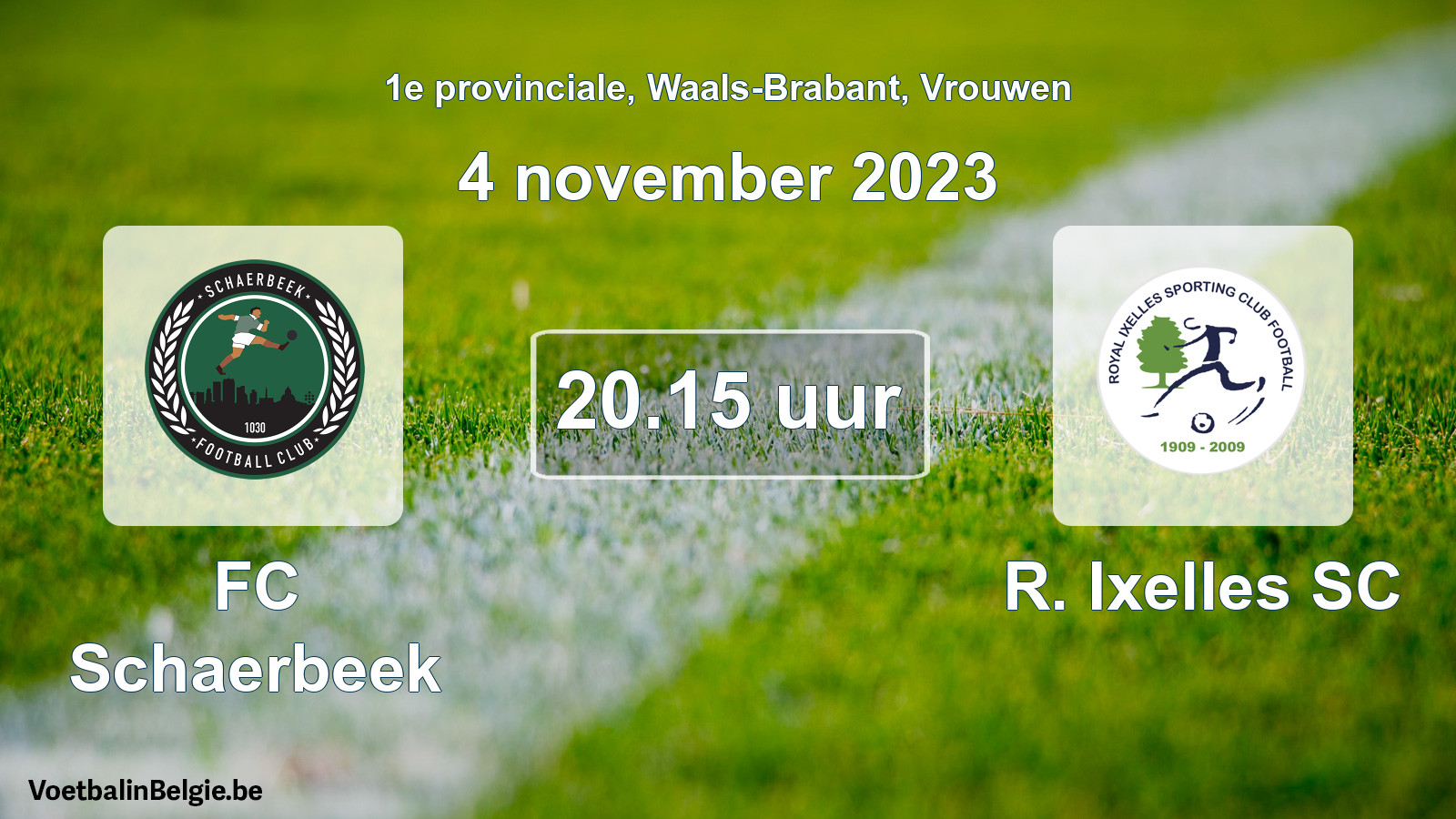 Match prévu football femmes: FC Schaerbeek - R. Ixelles SC (4 novembre 2023)