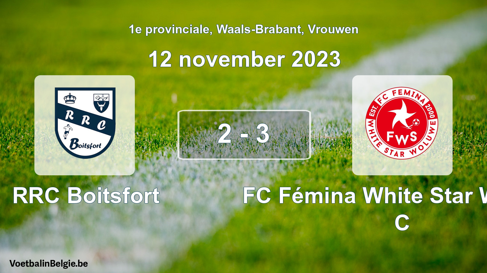 Gespeelde wedstrijd vrouwenvoetbal: RRC Boitsfort - FC Fémina White Star Woluwe C 2 - 3 (12 november 2023)