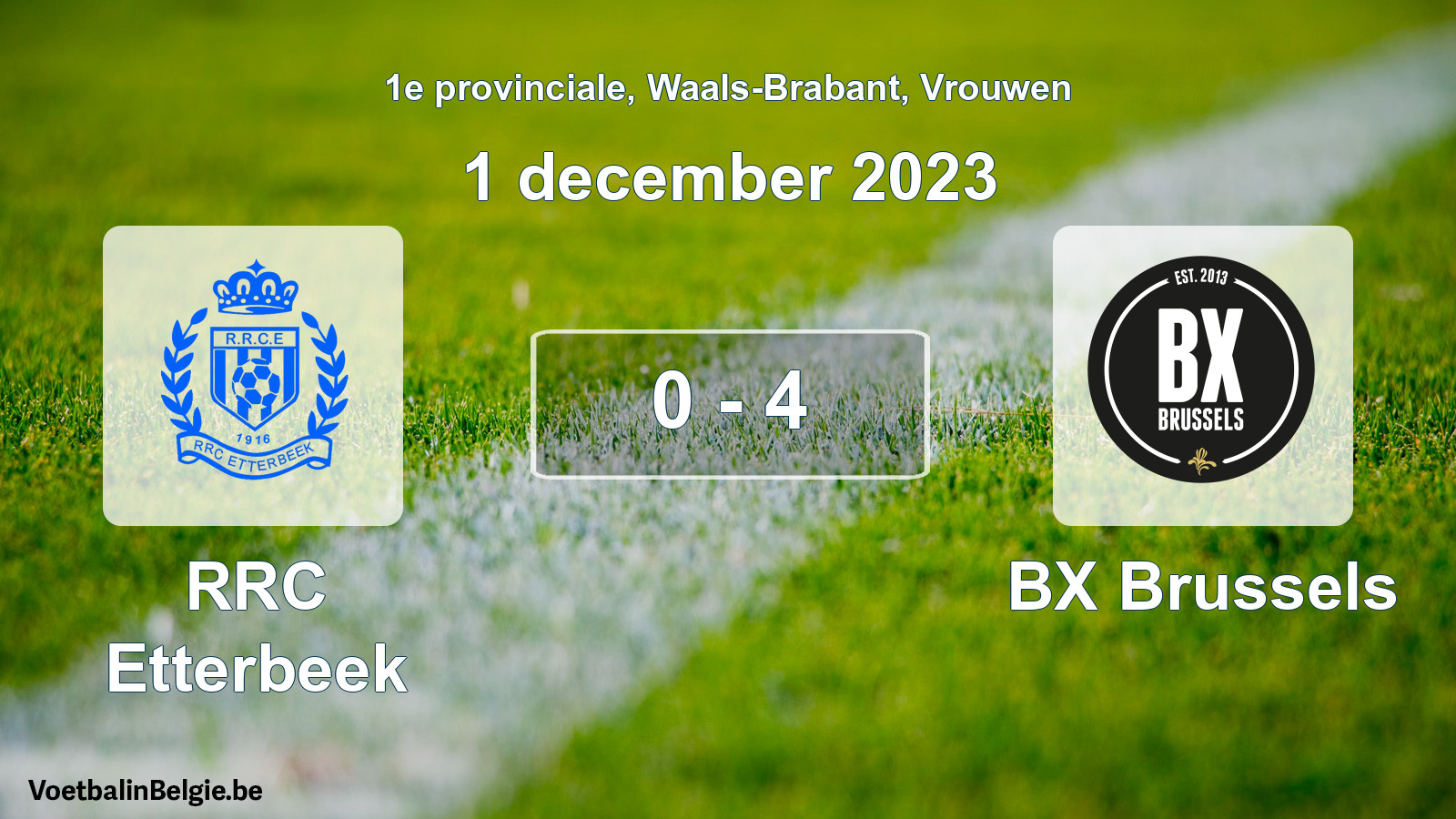 Gespeelde wedstrijd vrouwenvoetbal: RRC Etterbeek - BX Brussels 0 - 4 (1 december 2023)