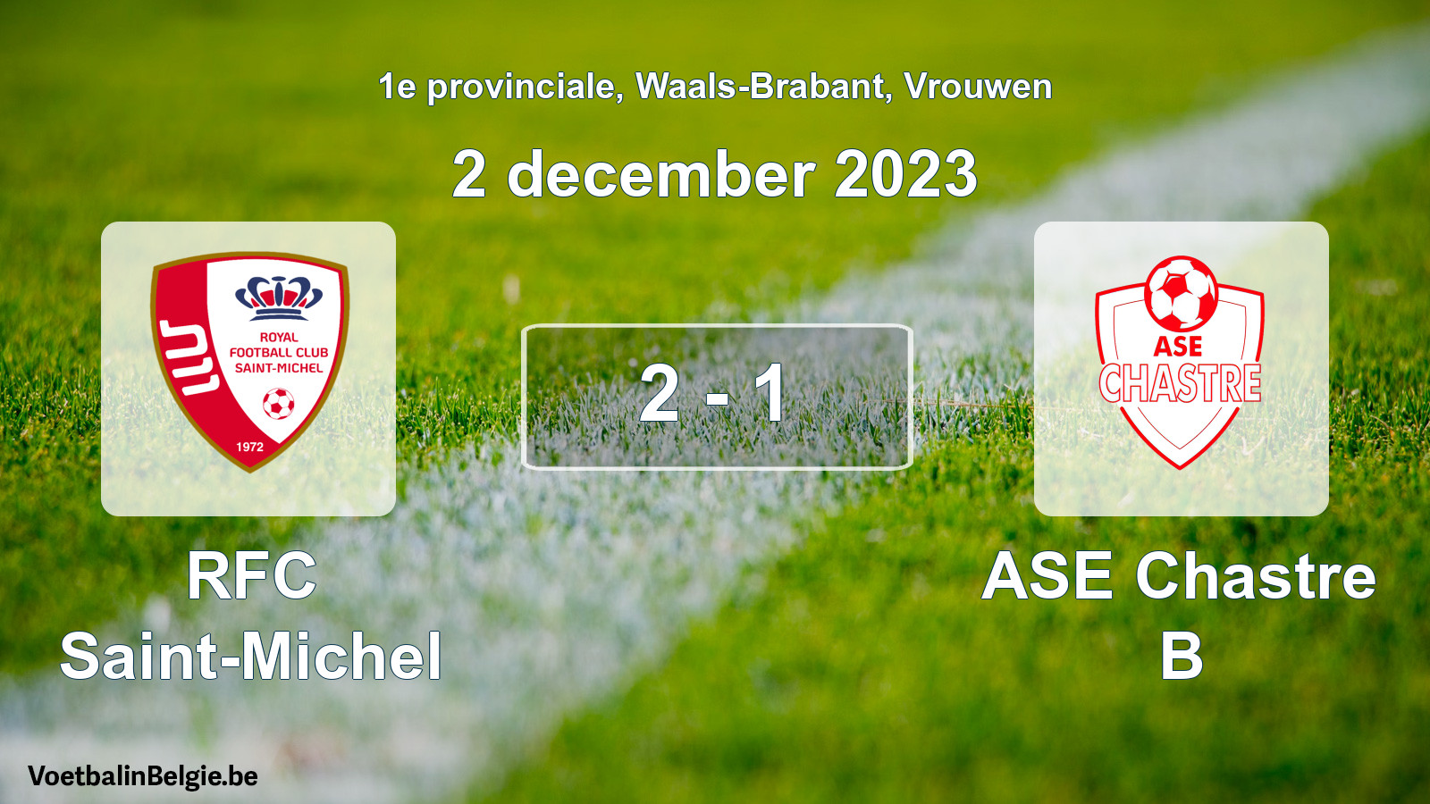 Gespeelde wedstrijd vrouwenvoetbal: RFC Saint-Michel - ASE Chastre B 2 - 1 (2 december 2023)