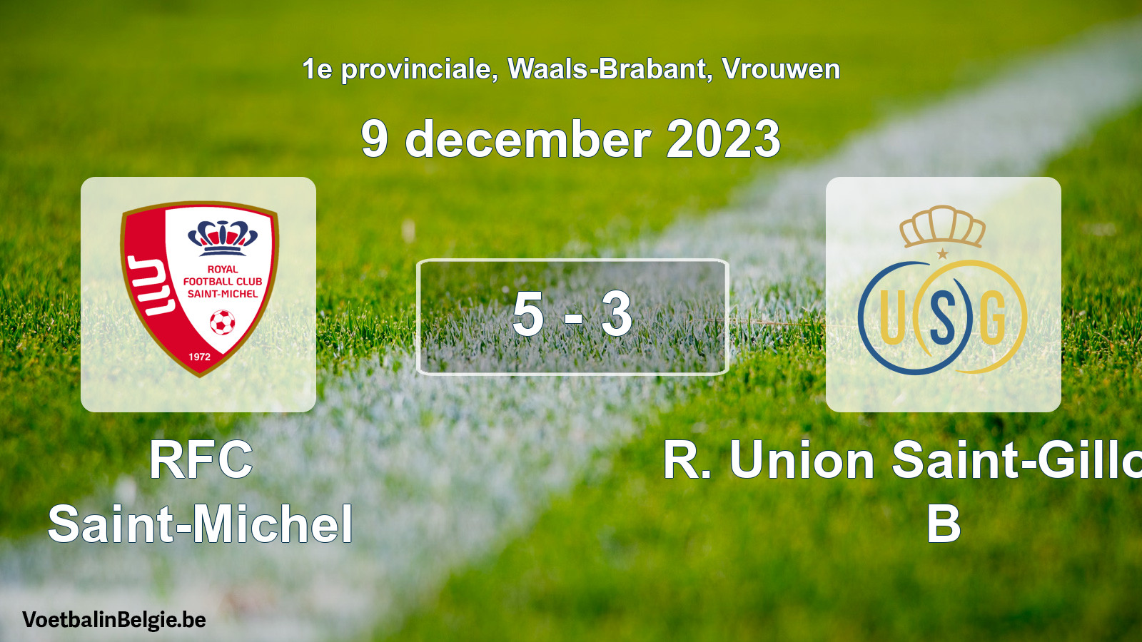 Gespeelde wedstrijd vrouwenvoetbal: RFC Saint-Michel - R. Union Saint-Gilloise B 5 - 3 (9 december 2023)
