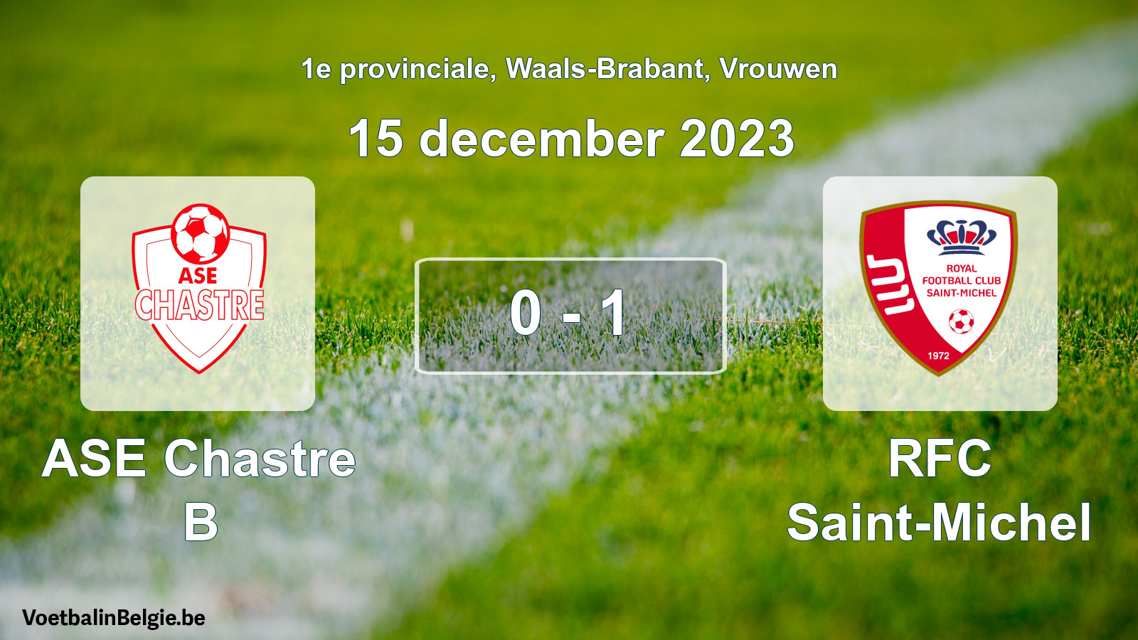 Gespeelde wedstrijd vrouwenvoetbal: ASE Chastre B - RFC Saint-Michel 0 - 1 (15 december 2023)