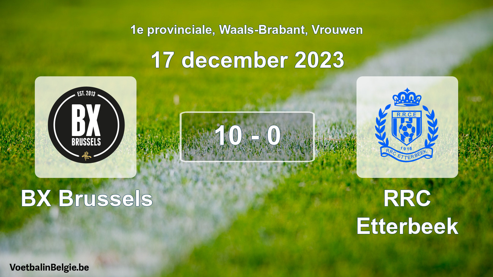 Gespeelde wedstrijd vrouwenvoetbal: BX Brussels - RRC Etterbeek 10 - 0 (17 december 2023)