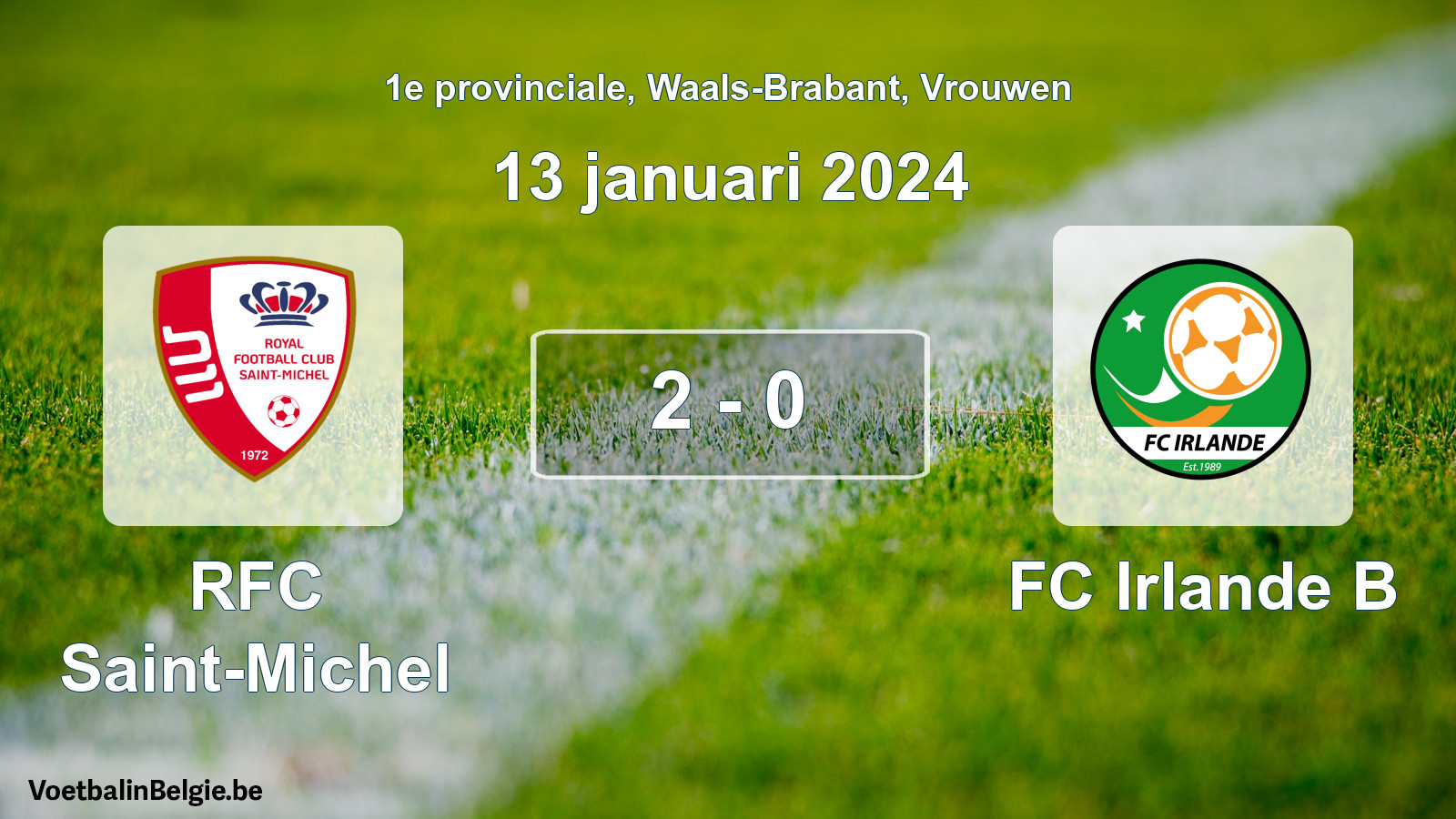 Gespeelde wedstrijd vrouwenvoetbal: RFC Saint-Michel - FC Irlande B 2 - 0 (13 januari 2024)