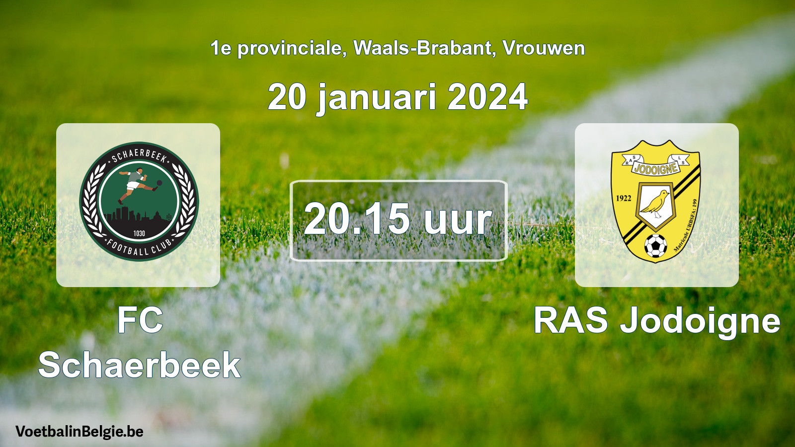 Geplande wedstrijd vrouwenvoetbal: FC Schaerbeek - RAS Jodoigne (20 januari 2024)