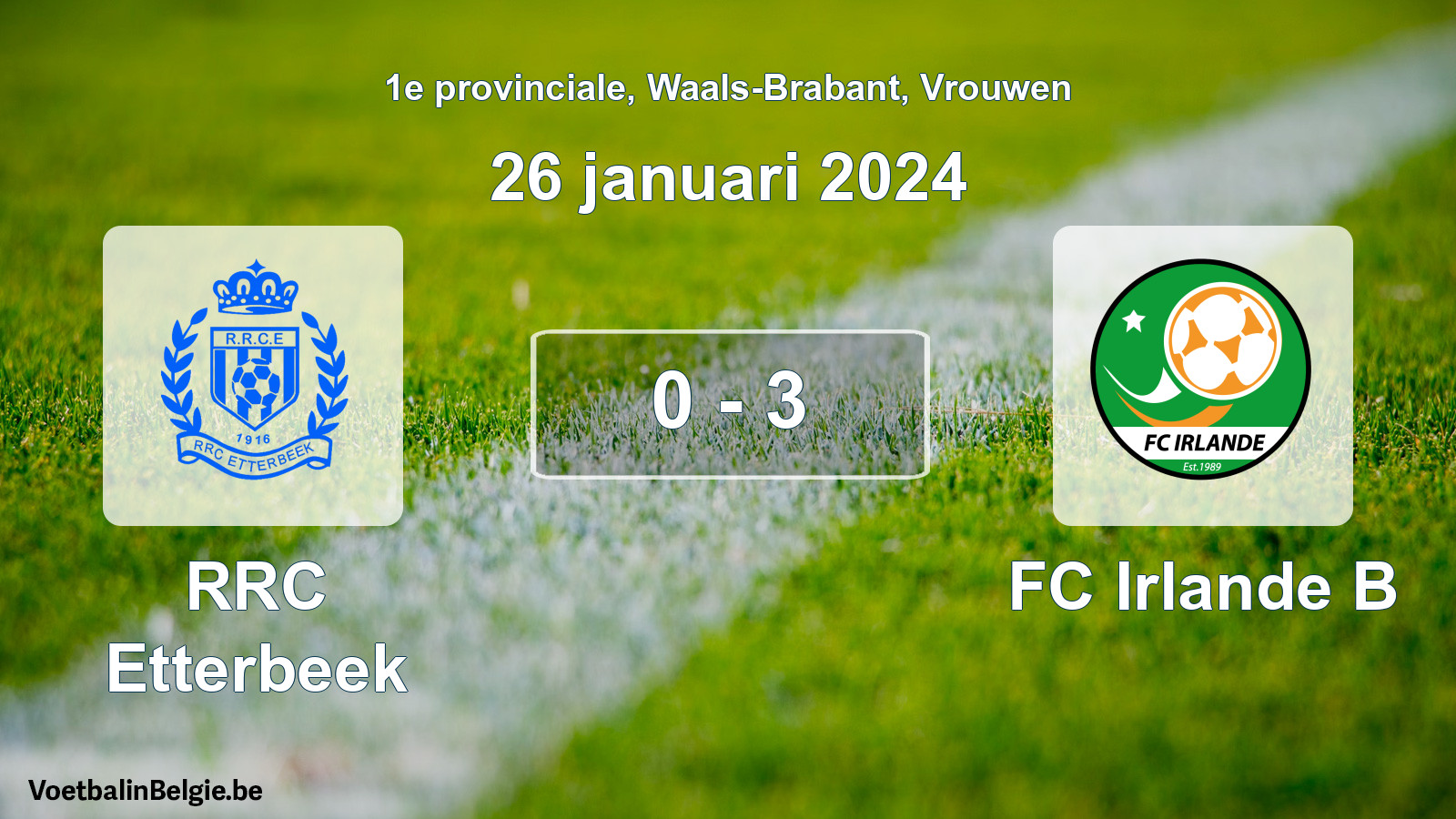 Gespeelde wedstrijd vrouwenvoetbal: RRC Etterbeek - FC Irlande B 0 - 3 (26 januari 2024)