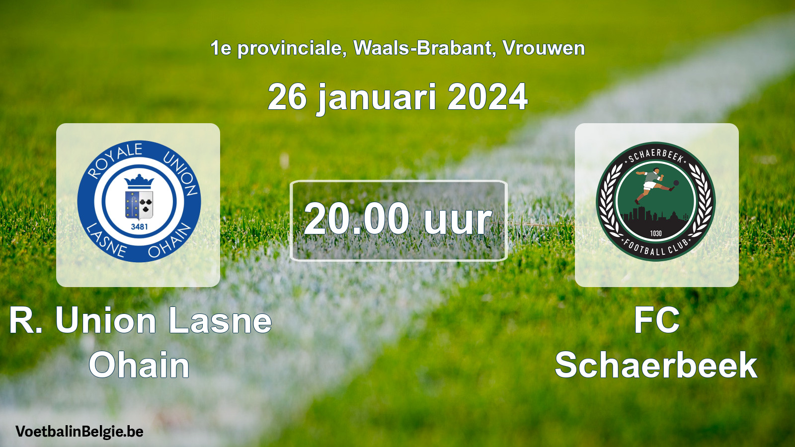 Match prévu football femmes: R. Union Lasne Ohain - FC Schaerbeek (26 janvier 2024)