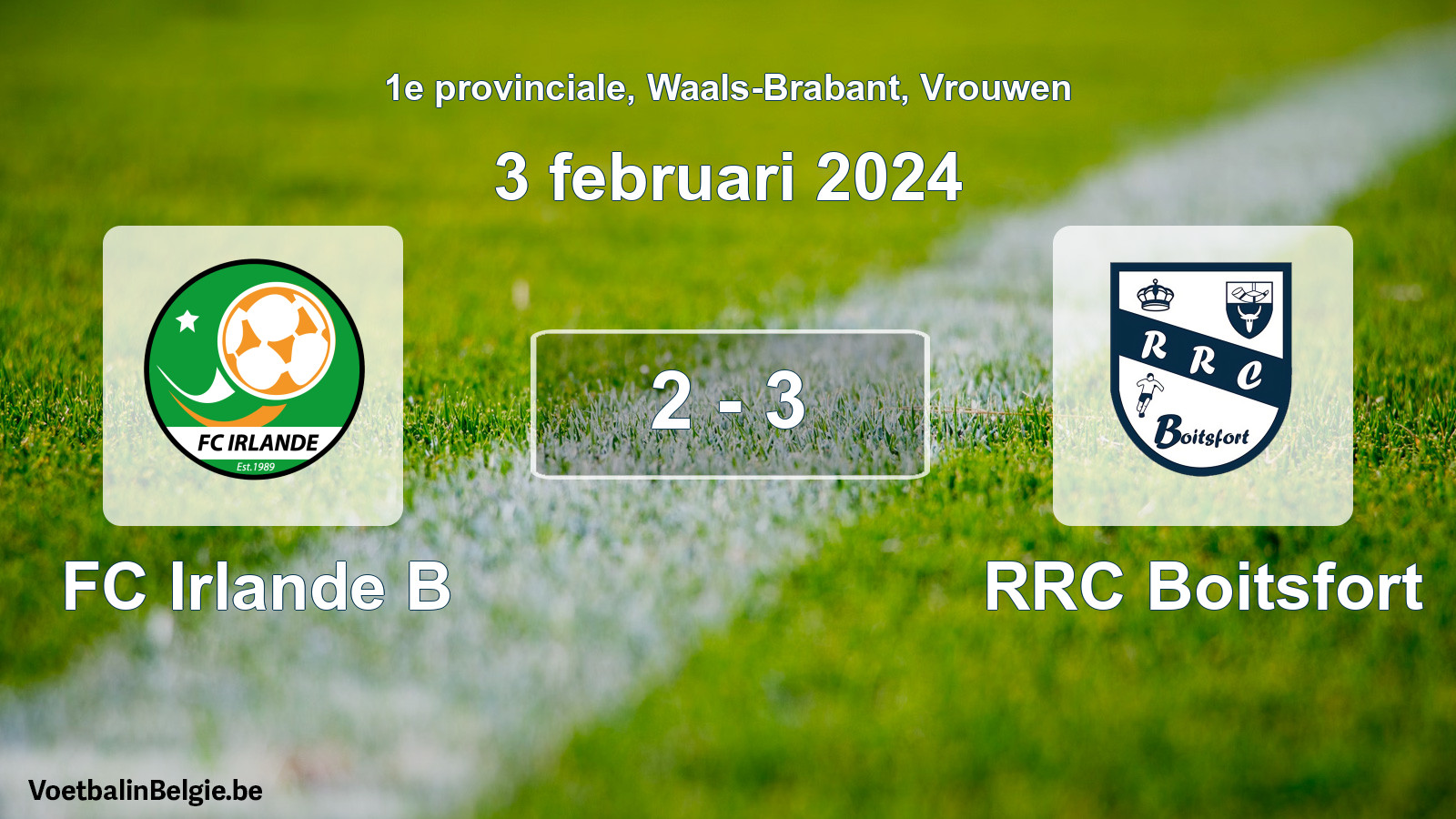 Gespeelde wedstrijd vrouwenvoetbal: FC Irlande B - RRC Boitsfort 2 - 3 (3 februari 2024)