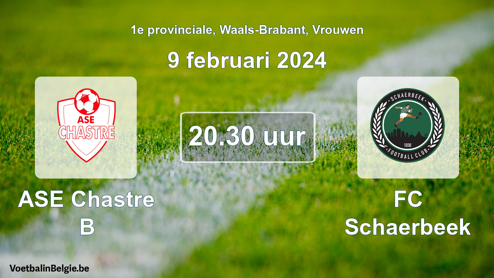 Match prévu football femmes: ASE Chastre B - FC Schaerbeek (9 février 2024)