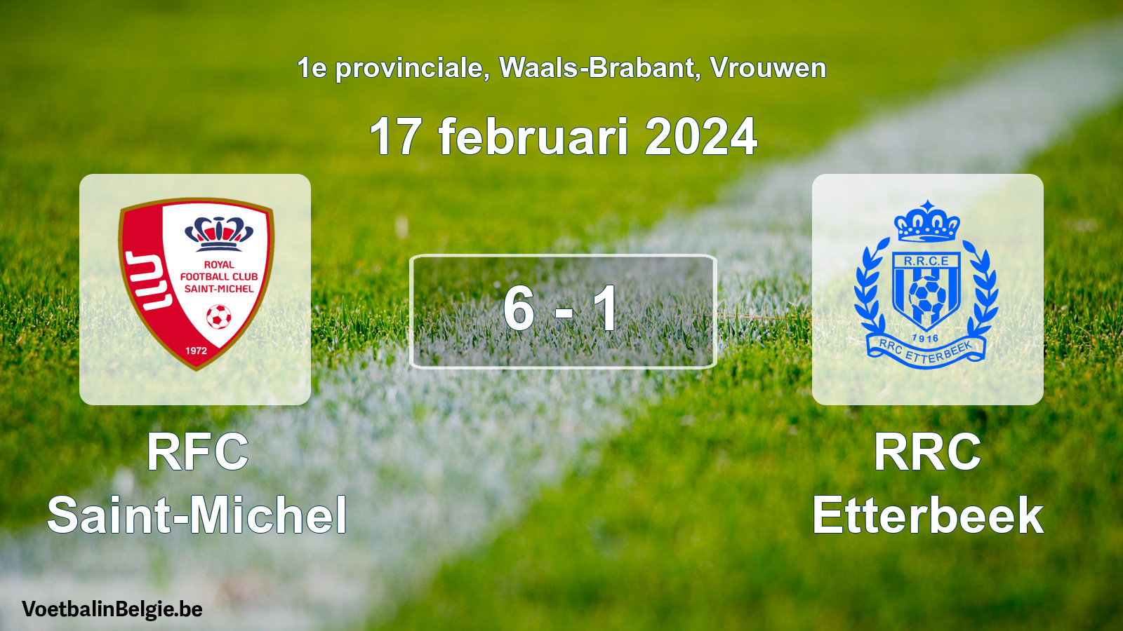 Gespeelde wedstrijd vrouwenvoetbal: RFC Saint-Michel - RRC Etterbeek 6 - 1 (17 februari 2024)