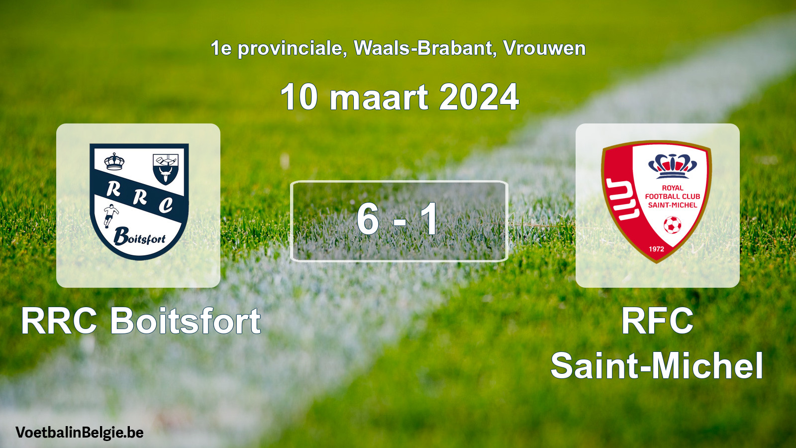 Gespeelde wedstrijd vrouwenvoetbal: RRC Boitsfort - RFC Saint-Michel 6 - 1 (10 maart 2024)