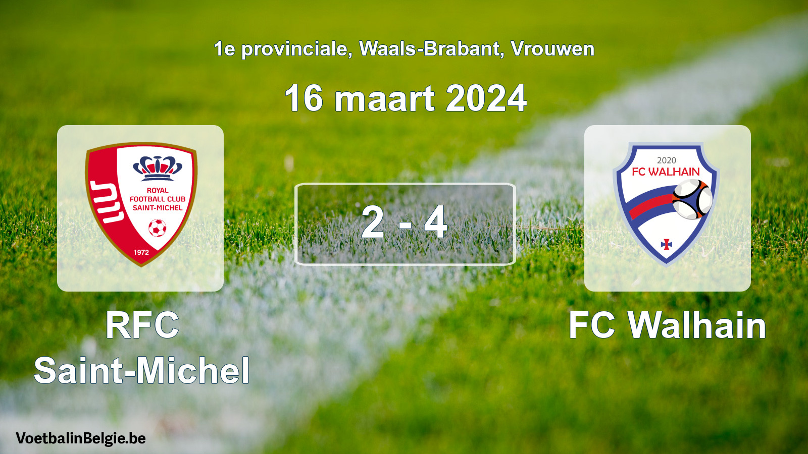 Gespeelde wedstrijd vrouwenvoetbal: RFC Saint-Michel - FC Walhain 2 - 4 (16 maart 2024)