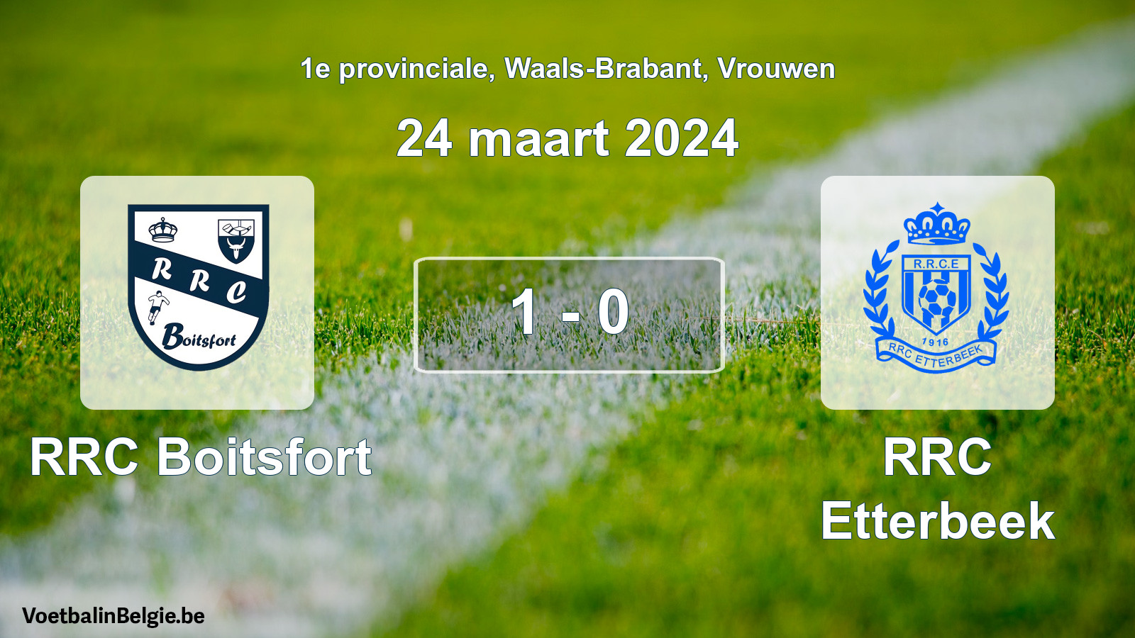 Gespeelde wedstrijd vrouwenvoetbal: RRC Boitsfort - RRC Etterbeek 1 - 0 (24 maart 2024)
