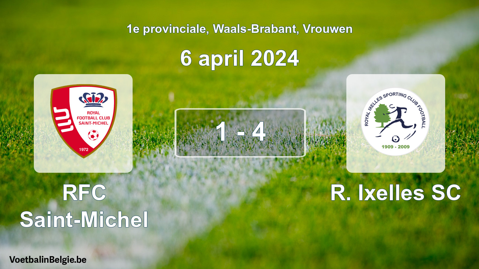Gespeelde wedstrijd vrouwenvoetbal: RFC Saint-Michel - R. Ixelles SC 1 - 4 (6 april 2024)