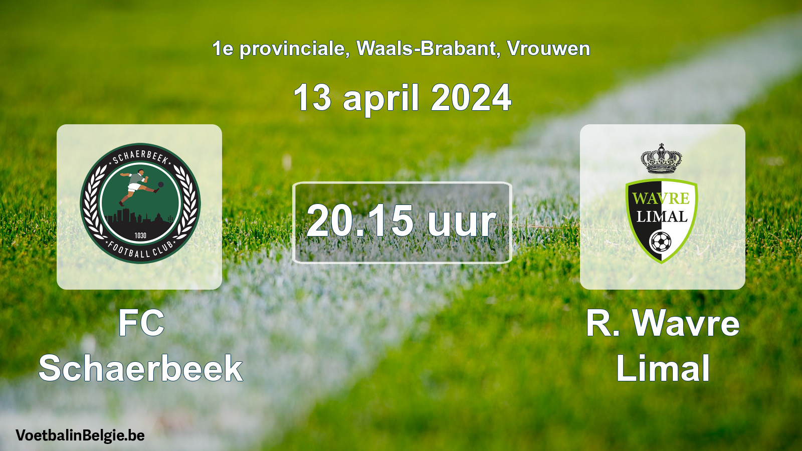 Match prévu football femmes: FC Schaerbeek - R. Wavre Limal (13 avril 2024)