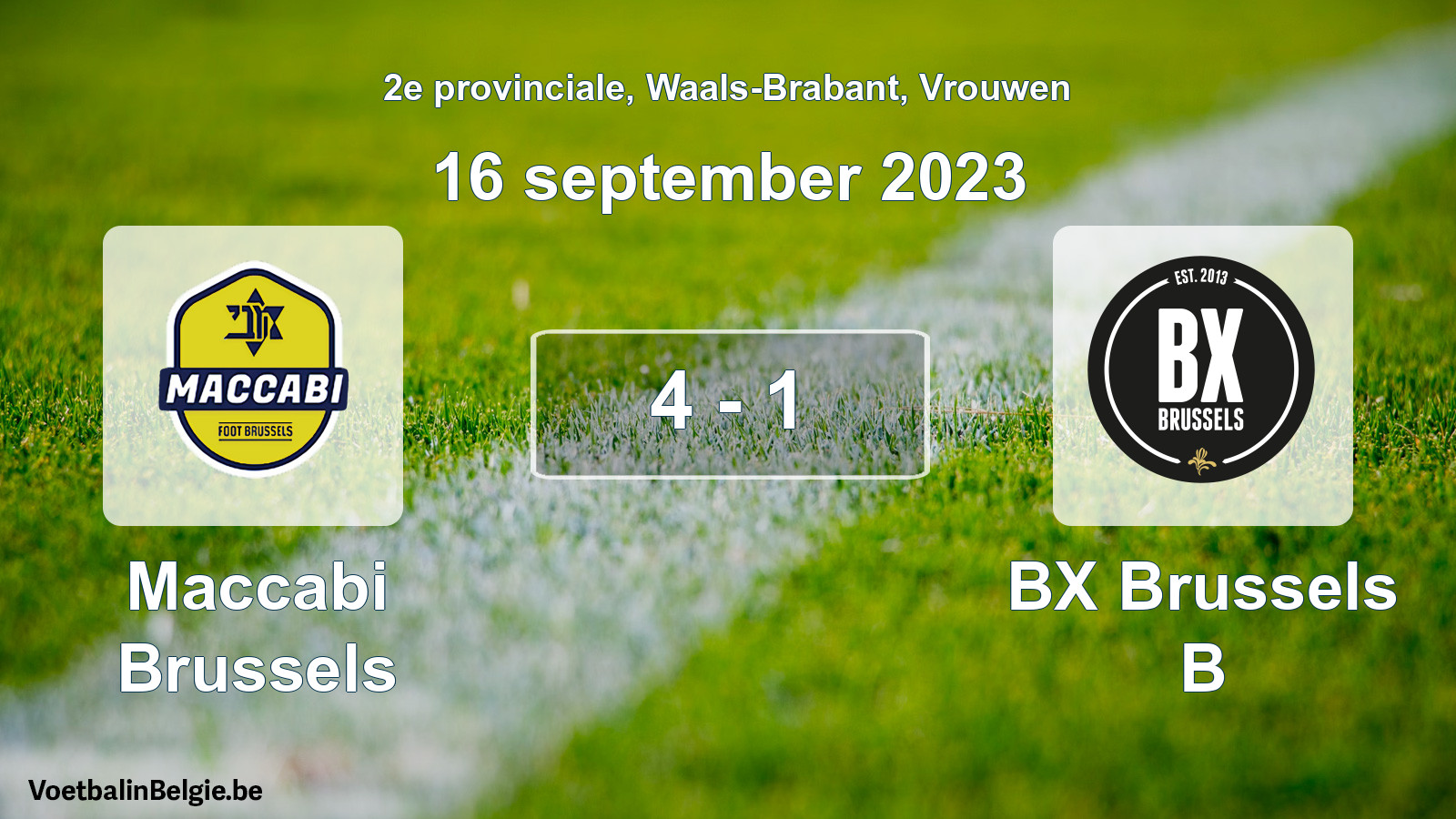 Gespeelde wedstrijd vrouwenvoetbal: Maccabi Brussels - BX Brussels B 4 - 1 (16 september 2023)