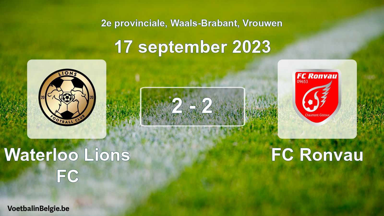 Gespeelde wedstrijd vrouwenvoetbal: Waterloo Lions FC - FC Ronvau 2 - 2 (17 september 2023)