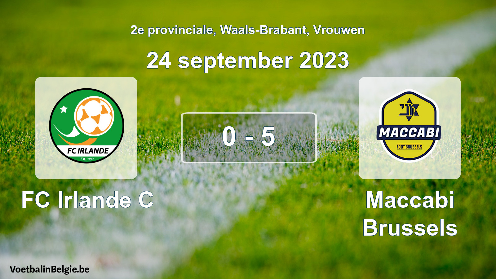 Gespeelde wedstrijd vrouwenvoetbal: FC Irlande C - Maccabi Brussels 0 - 5 (24 september 2023)