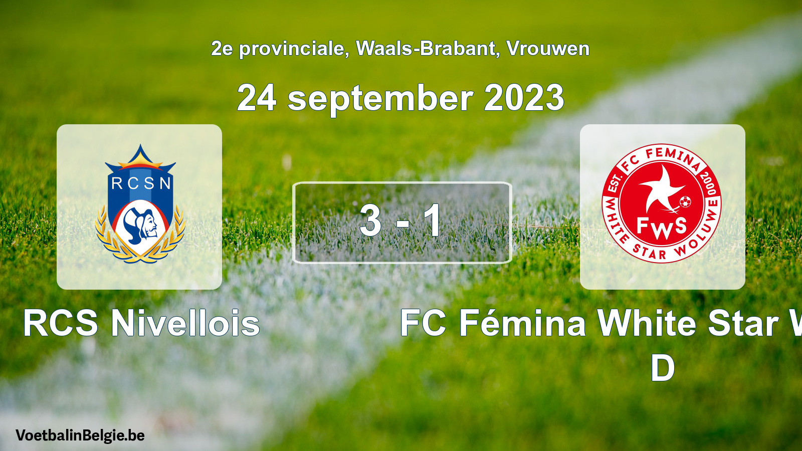 Gespeelde wedstrijd vrouwenvoetbal: RCS Nivellois - FC Fémina White Star Woluwe D 3 - 1 (24 september 2023)