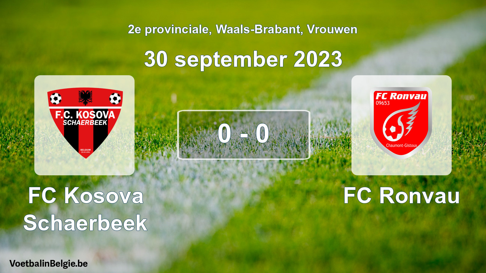 Gespeelde wedstrijd vrouwenvoetbal: FC Kosova Schaerbeek - FC Ronvau 0 - 0 (30 september 2023)