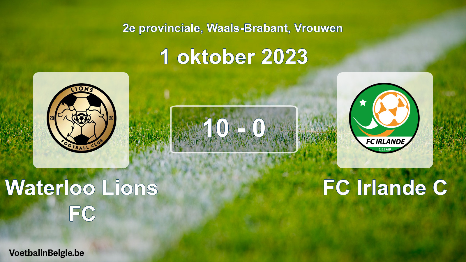 Gespeelde wedstrijd vrouwenvoetbal: Waterloo Lions FC - FC Irlande C 10 - 0 (1 oktober 2023)