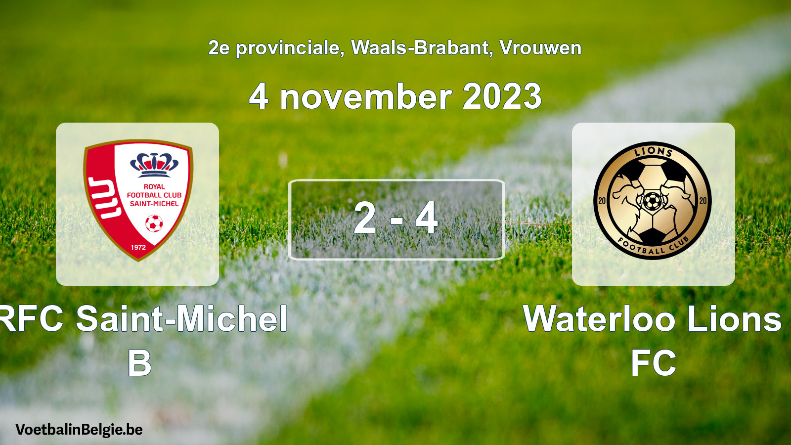 Gespeelde wedstrijd vrouwenvoetbal: RFC Saint-Michel B - Waterloo Lions FC 2 - 4 (4 november 2023)