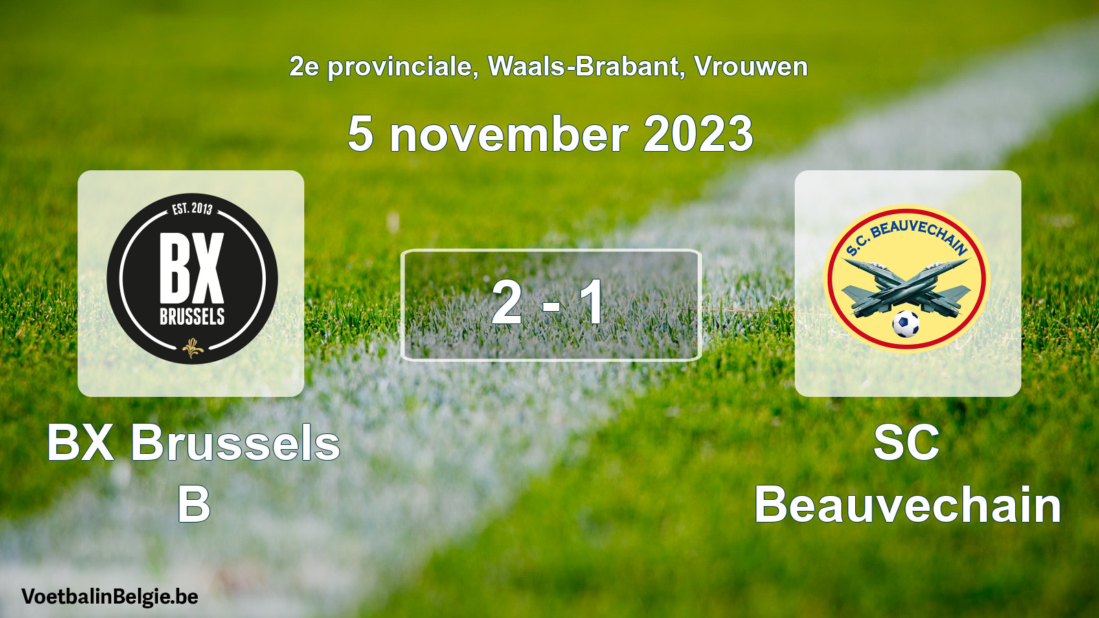 Gespeelde wedstrijd vrouwenvoetbal: BX Brussels B - SC Beauvechain 2 - 1 (5 november 2023)